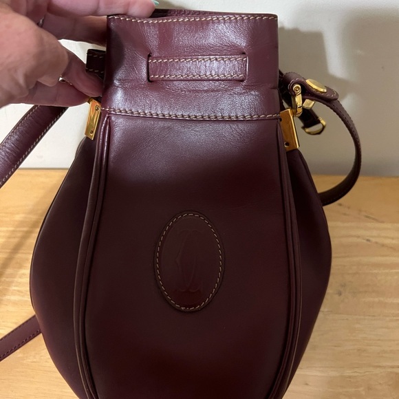 Cartier Burgundy Leather Bucket Bag - Picture 4 of 11